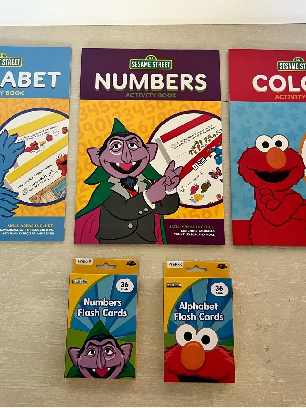 NEW Sesame Street Preschool Learning Bundle Activity Books Flash Cards